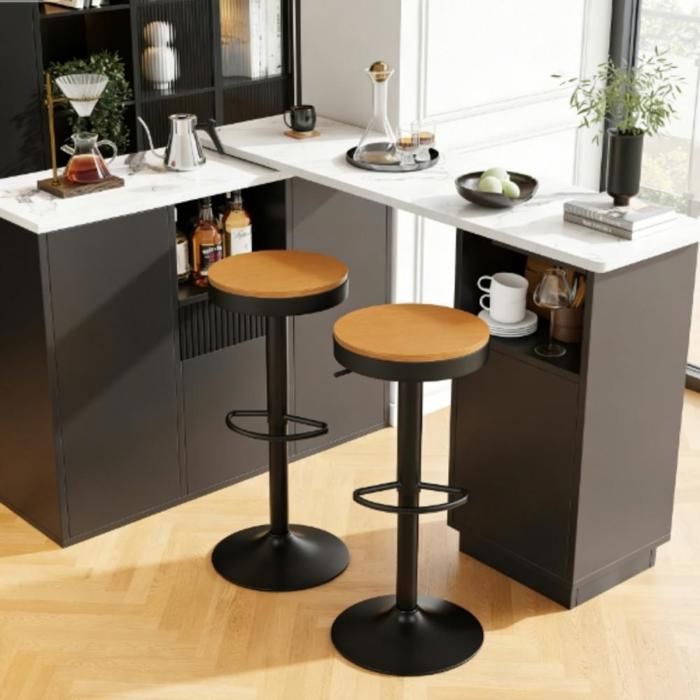 Lot de 2 tabourets de bar Panama recouverts de similicuir | 307839 | Commander maintenant