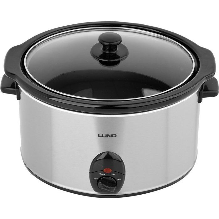 Cuiseur lent - Lund - 290W - 5.6L - Bol en céramique noir - Couvercle en verre trempé - Poignées isolantes