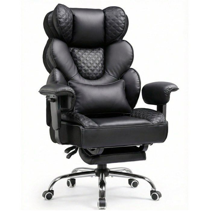 Chaise Gaming Ergonomique 180kg Support Lombaire Réglable et Repose Pieds Design Hybride Simili CuirMesh Dossier 150° - vue 2