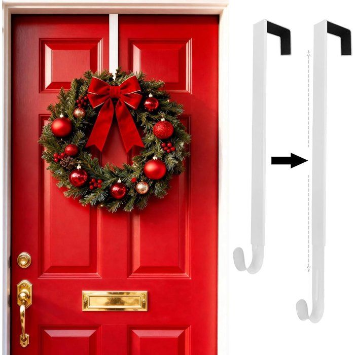 Support pour couronne de Noël - 1 pièce - Support réglable de 38 à 65 cm - Support pour couronne de porte dentrée - Crochets