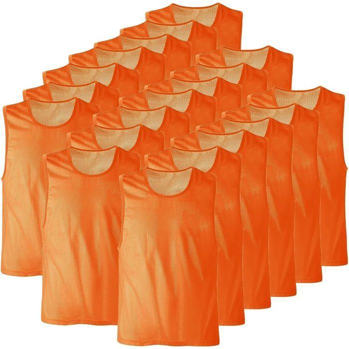 Lot de 20 Chasuble orange ajourée simple de taille large gilet dentrainement Lot de 20 Chasuble orange ajourée simple de taille large gilet dentrainement