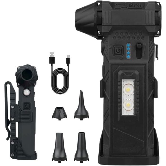 Souffleur sans fil - Virex® - Vitesse réglable - 4 buses interchangeables - Lampe de poche LED intégrée