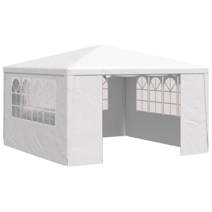 Blanc Pergola/Pavillon pour Fête - BKM - Tente de réception avec parois latérales 4x4 m Blanc 90 g/m²_0485503