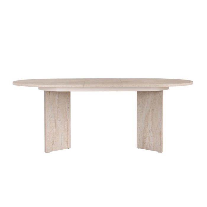 CALICOSY - Table à manger extensible ovale de 160 à 200 cm - LOU - Travertin