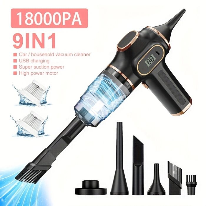 Aspirateur multifonction 2-en-1 : Aspiration et soufflerie Aspirateur portable sans fil avec une puissante aspiration de 18 000 Pa