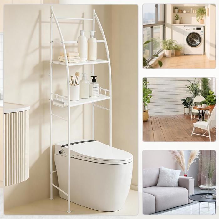 Étagère de toilettes etagère WC-MENGDA-Meuble de salle de bains-Installation facile-Blanc