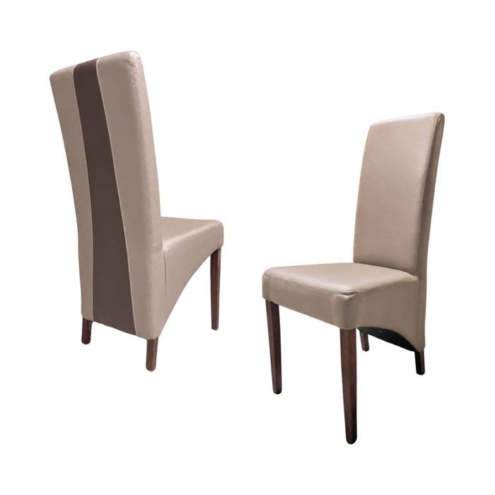 Lot de 2 chaises BASIKA marron clair et chocolat en similicuir – Style vintage Lot de 2 chaises BASIKA marron clair et chocolat en similicuir – Style vintage