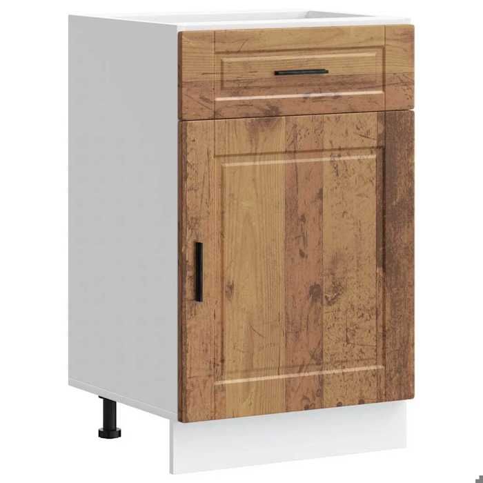 Armoire de cuisine Porto - vidaXL - caisson cuisine - bois dingénierie - vieux bois - 50 x 46 x 54 cm - avec tiroir - avec porte{ep