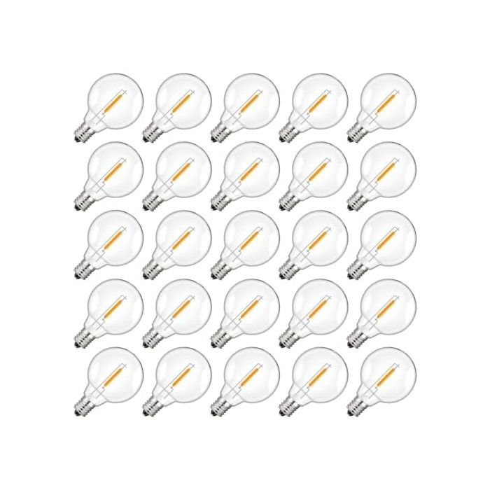 Ampoules LED G40 pour Guirlande Solaire Exterieur Blanc Chaud 2700 K 1 W équivalent à 5 W 3V E12  GUIRLANDE LUMINEUSE DEXTERIEU