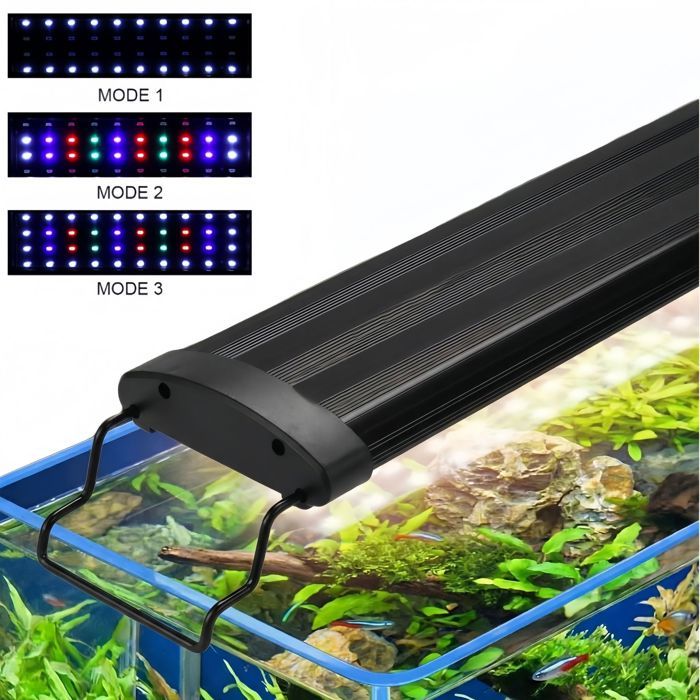 Rampe LED Aquarium HS-A600 23W 3 Modes Lumière Support Extensible pour Aquarium 60-80cm