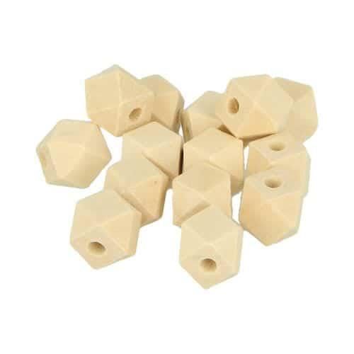 Perles bois polygone 12x16mm 14 pièces - Artémio Marron