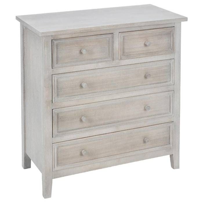 Chiffonnier Charme bois blanchi 5 tiroirs - Atmosphera Créateur dintérieur