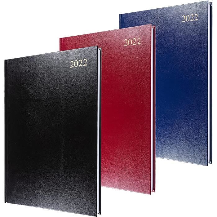 Agenda Collins Essential 2022 - 1 Jour Par Page - Format A5 - Couverture Cuir Grainé Bordeaux