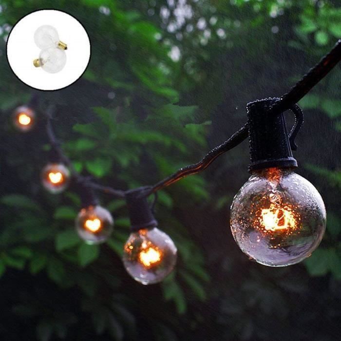 Guirlande Lumineuse Exterieure 7 65m 25pcs 5w G40 Verre Tungstene Ampoule Etanche Decoration Pour Fete Noel Mariage Blanc Chaud Achat Vente Guirlande Lumineuse Exterie Cdiscount