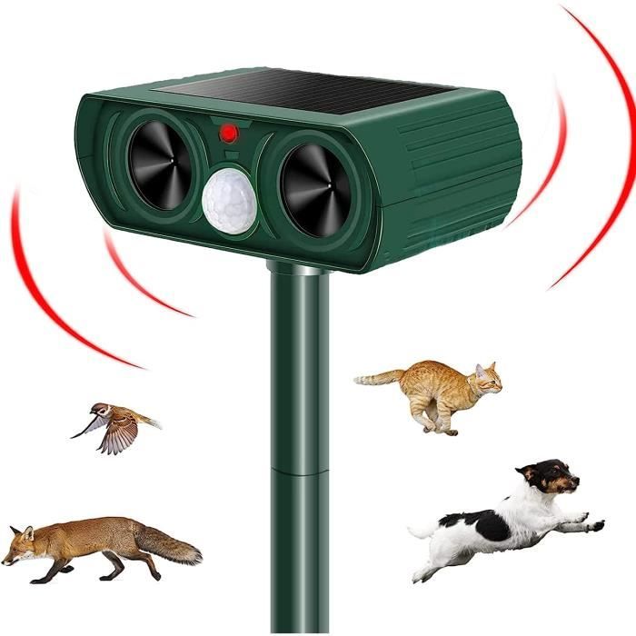 XiXiRan Répulsif Ultrason Solaire Pour Chats, Chiens, Oiseaux Et Nuisibles - Étanché 6-8m - Éloigne Efficacement Sans Danger