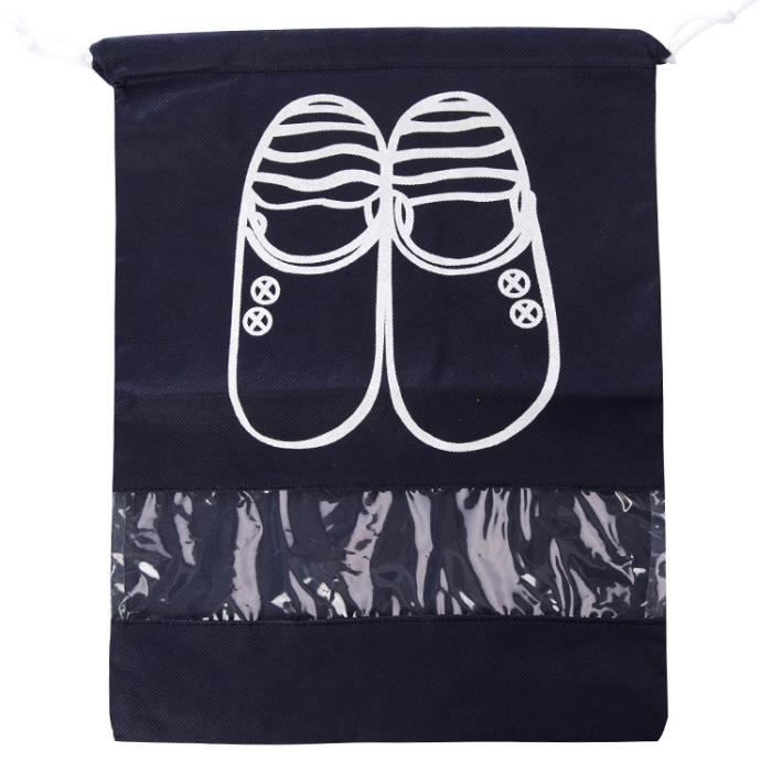Lot De 6 Sacs à Chaussures De Voyage - Avec Fenêtre Transparente Et Cordon - Tissu Imperméable Anti-poussière - Pour Valise Et Rangement