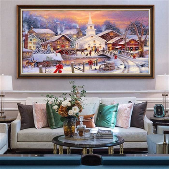 NEWENMO 5D Belle Huis Diamant Schilderij Volwassenen, Straat Sneeuw Scène Diamant Schilderij Kit, DIY Voetganger Diamant Schilderij Kit, Diamond Kruissteek Kristal Schilderij, voor Huisdecoratie