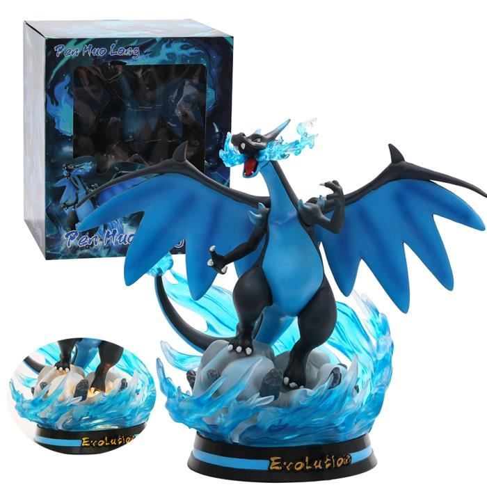 Figurine Pok mon Mega Charizard X bleu veilleuse LED Bo te