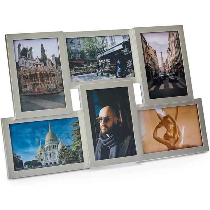 Cadre Photo 6 Images 10x15cm - Noir - Format Portrait/paysage - À Poser Ou Accrocher