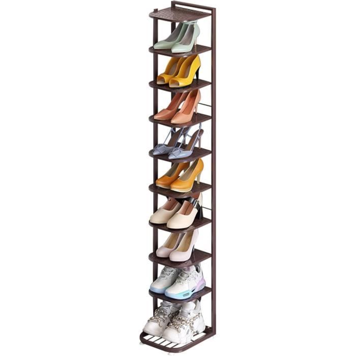 Meuble Chaussure Noir Metal Étagère À Chaussures De 10 Niveaux, Etagere Rangement Chaussures