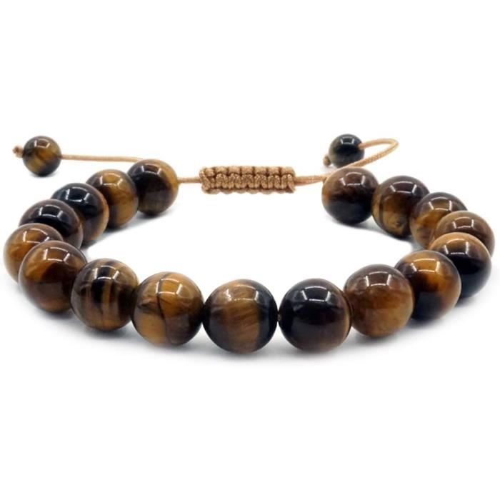 Hommes Femmes Bracelets Pierre Oeil De Tigre Perles Naturelles 7