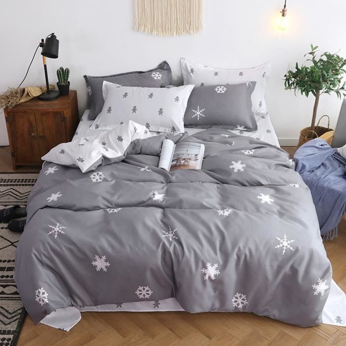 avec 1 taie doreiller 60cm x 70cm 140cm x 220cm SLEEP TIME Housse De Couette Coton R/êves Botaniques Blanc