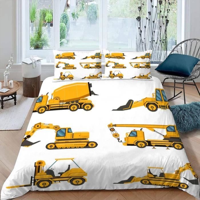 Housse De Couette Tracteur De Dessin Animé Enfant Ado Fille 3D Véhicule