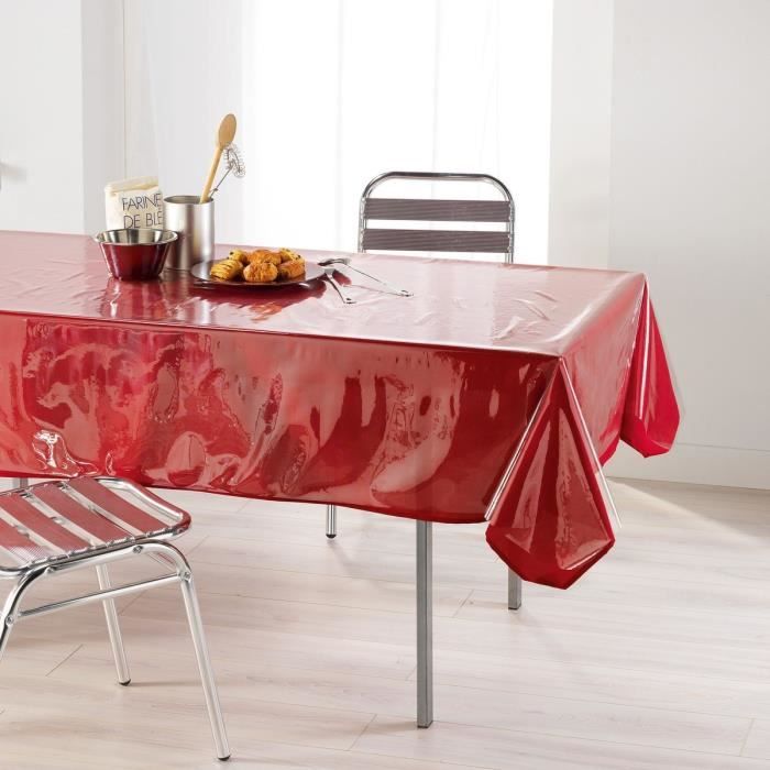 DOUCEUR D'INTERIEUR Nappe Décor line Cristal 140x240 cm rouge