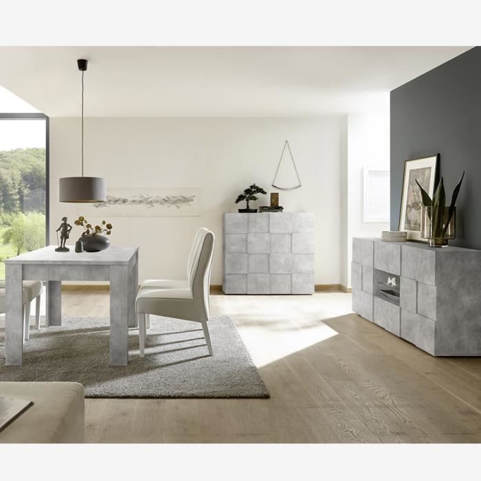 Salle à manger design effet béton gris ARTIC 4 L 185 x P 90 x H 79 cm