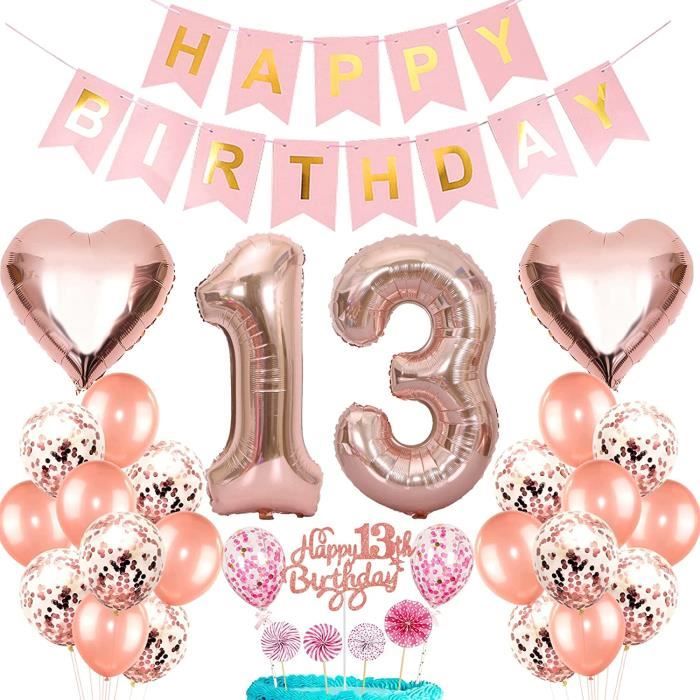 Decoration Anniversaire 13 Ans Fille, Ballon Anniversaire 13 Ans Or