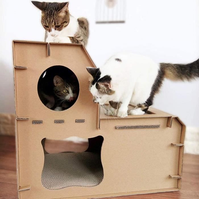 Hi Suyi Maison A Chat En Carton Avec Grattoir Pliable Pour Chatons D Interieur Cdiscount Animalerie Hi Suyi Maison A Chat En Carton Avec Grattoir Pliable Pour Chatons D Interieur Cdiscount Animalerie