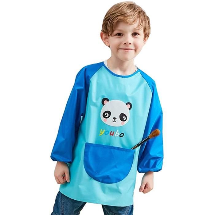 Tablier Peinture Enfant Bavoir Bebe Tablier Blouse De Peinture Etanche Anti Usure Manches Longues Pour Garcon Cuisine Panda Bleu Cdiscount Beaux Arts Et Loisirs Creatifs