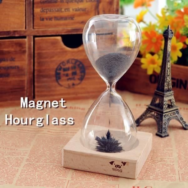 Poudre de fer sable Floraison magnétique Sablier NOUVEAU verre Nouveauté Egg Timer bois