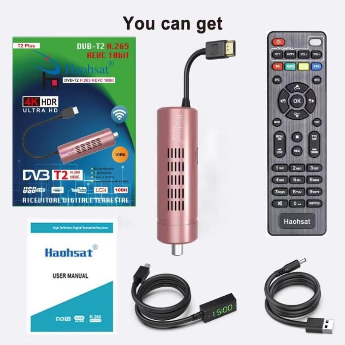 RÉCEPTEUR NUMÉRIQUE TERRESTRE haute définition DVB-T2 STB décodeur TV
