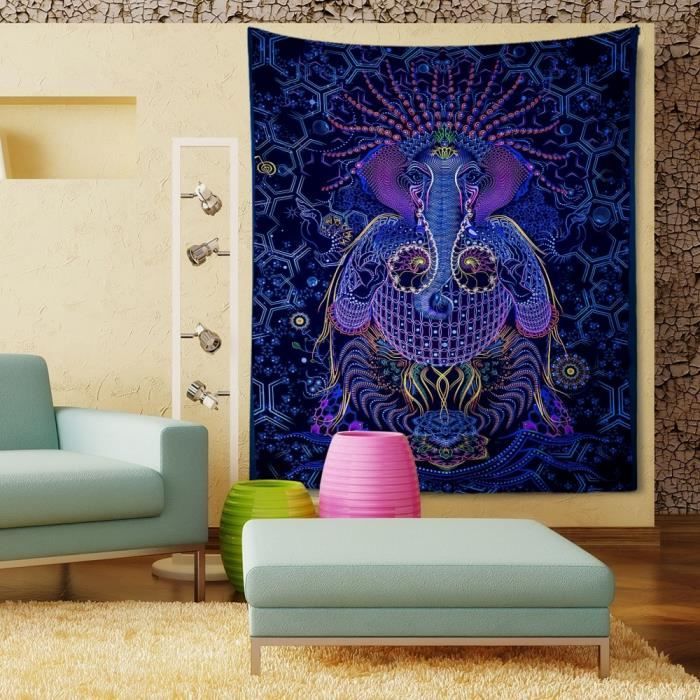 Arbre éléphant mural mandala indien décoration maison tapisserie coton