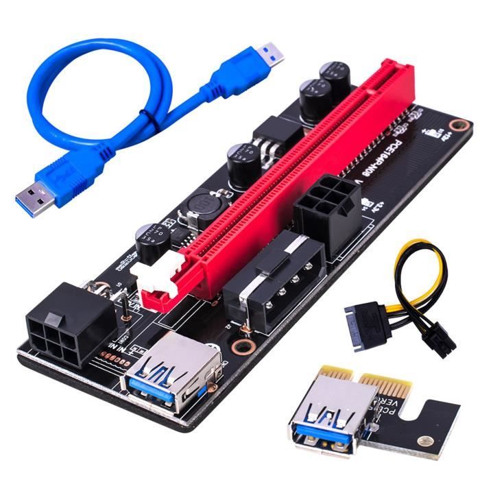 Akozon Carte Riser PCI-E Carte Riser PCI‑E PCI‑E X4 1 à 4 Carte