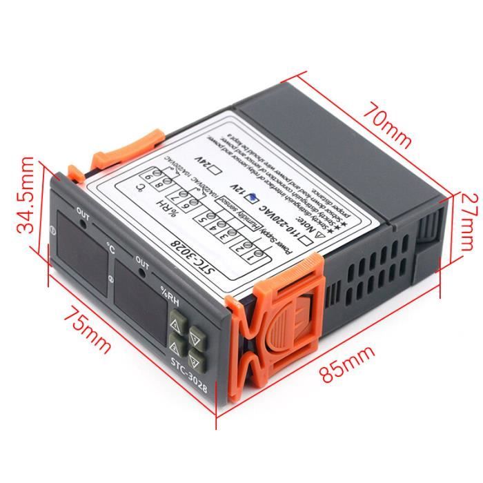 Contrôleur De Température Numérique STC-3008 Double Sonde - Plage -55°C à +110°C, 12V - 5