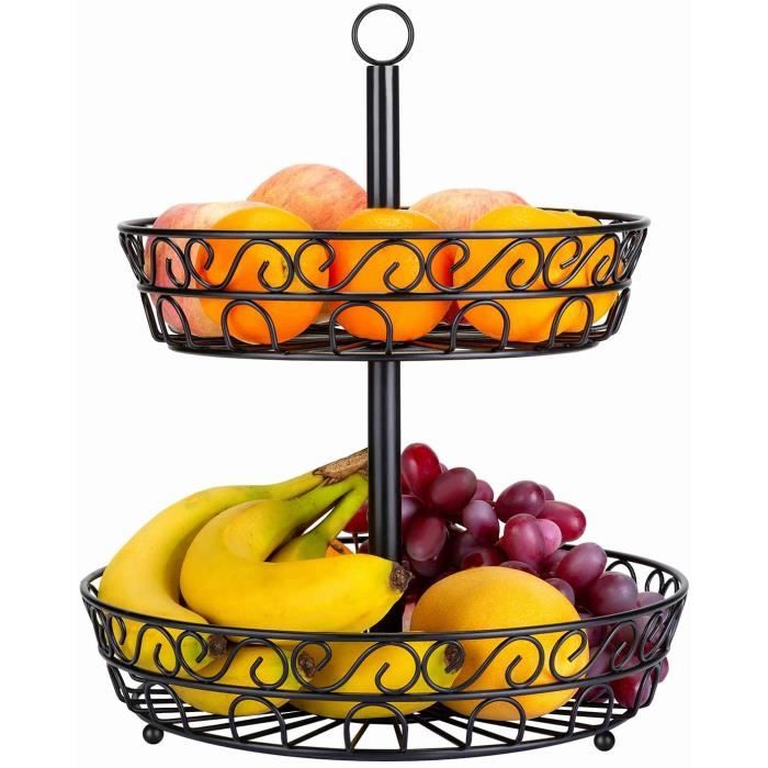 Corbeille À Fruits Inox/Noir Support De Rangement 2019 Eruditter Corbeille De Fruits Design 2 Étages Panier De Fruits Et Légumes