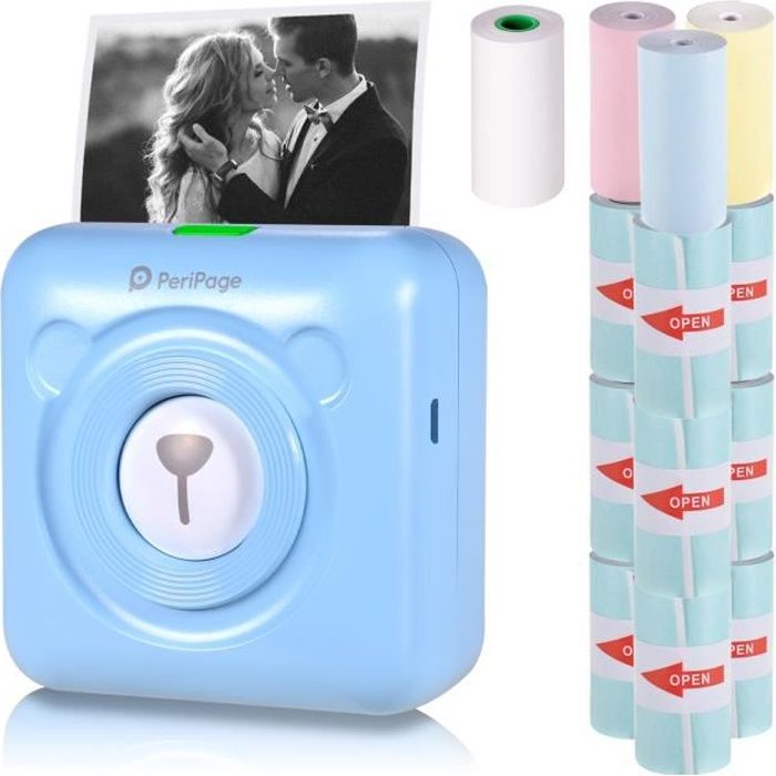 Imprimante Thermique Mini A6 PeriPage - Sans Fil Bluetooth - Résolution 304 DPI - Pour Photos, étiquettes, Notes - Compatible Smartphone/PC