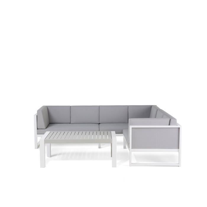 Salon De Jardin Canape D Angle Et Table Basse Aluminium Blanc Et Gris Vinci Achat Vente Salon Bas De Jardin Salon De Jardin Canape D Cdiscount