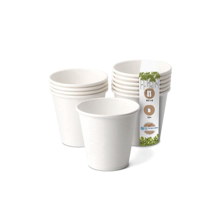 1000 Gobelets Café Papier 75ml Biodégradables - Blanc - SWEEPING