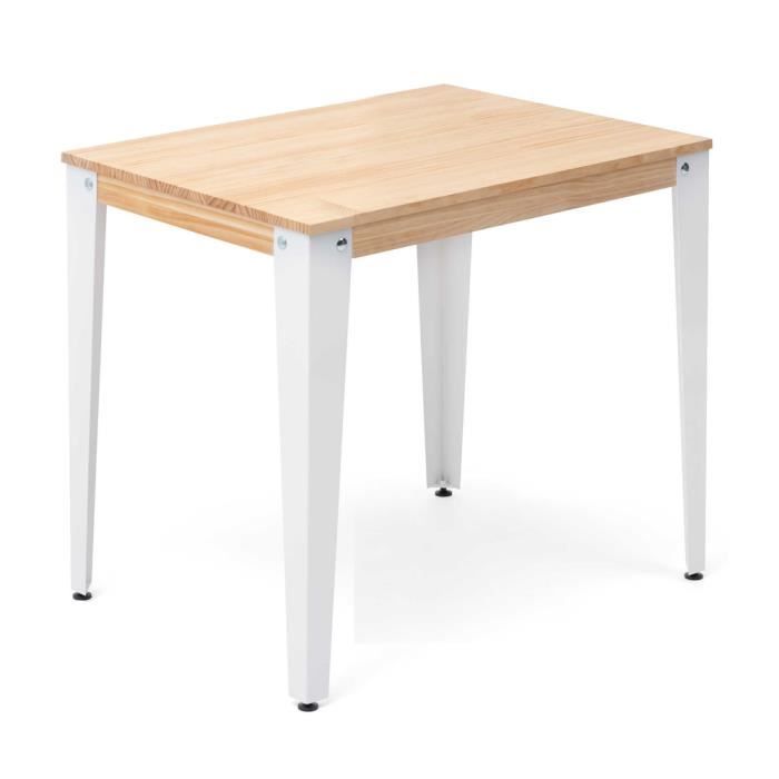 table salle à manger lunds - box furniture - blanc-naturel - 59x59x75cm