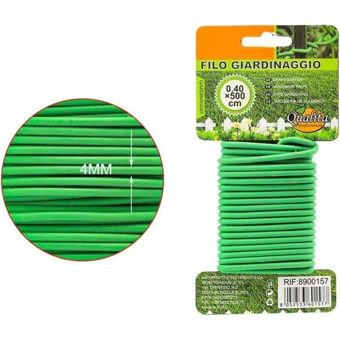 Fil De Jardinage Helweet 2.8mm X 10m - Attaches Plantes Souples - Vert - 2 Rouleaux