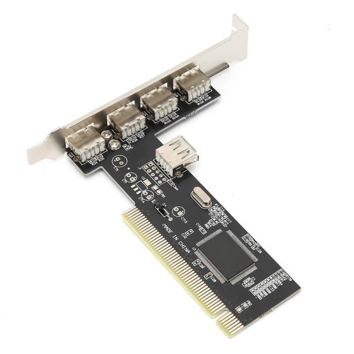 Carte Contrôleur Hub USB 2.0 PCI - 5 Ports Haute Vitesse 480 Mbps - Module Adaptateur Neuf