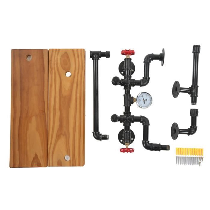 GWH Étagère Murale Industrielle En Forme De Tuyau – (3 Niveaux – 61 Cm) – Étagères Flottantes Rustiques En Métal – Étagères à Suspendre En Bois Véritable – Étagère De Cuisine De Bar