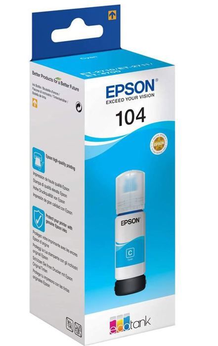 EPSON Kit de Remplissage dEncre Epson EcoTank 104 - Cyan - Jet dencre - 7500 Pages - 1 Unit(s) (C13T00P240)