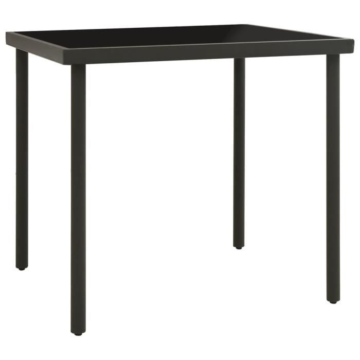Table à dîner dextérieur - ESTINK - 80x80 cm - Verre trempé - Acier enduit - 4 personnes