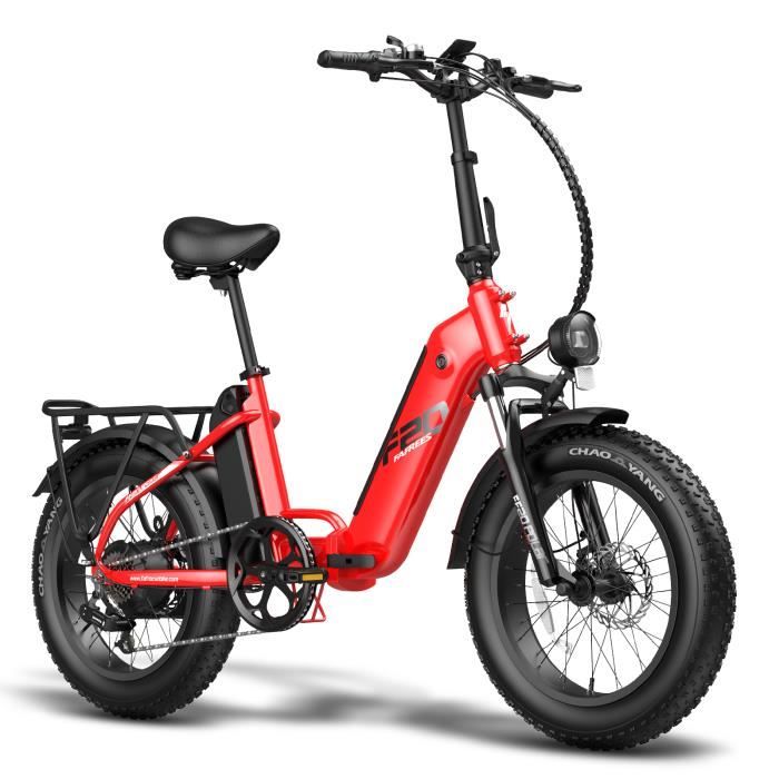 Vélo électrique 20'' FAFREES FF20 Polar 500W Vélo Pliant Gros pneu 25 km/h 48V 20,8Ah 7 Vitesses Rouge avec Cadeau Pompe