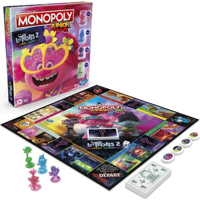 Monopoly Junior Trolls - Jeu de societe - Jeu de plateau - Version française