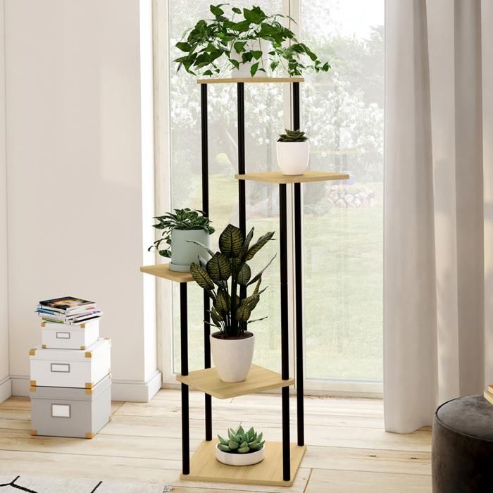 IDMARKET Etagère à pots de fleurs porte plante DETROIT 5 niveaux design industriel